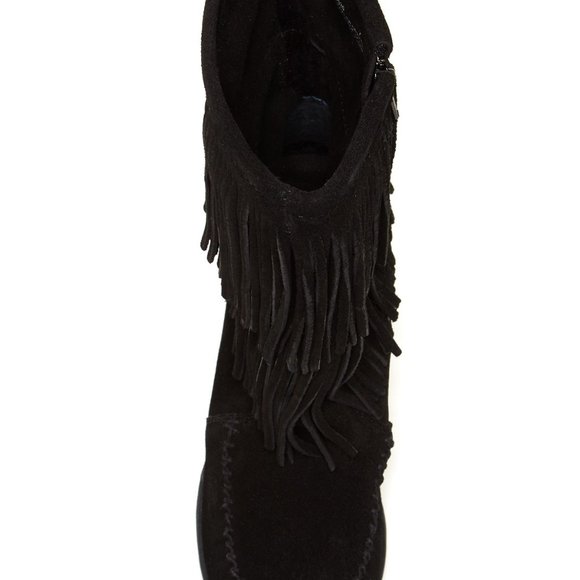 Minnetonka Double Fringe Wedge Boot black - Picture 2 of 8